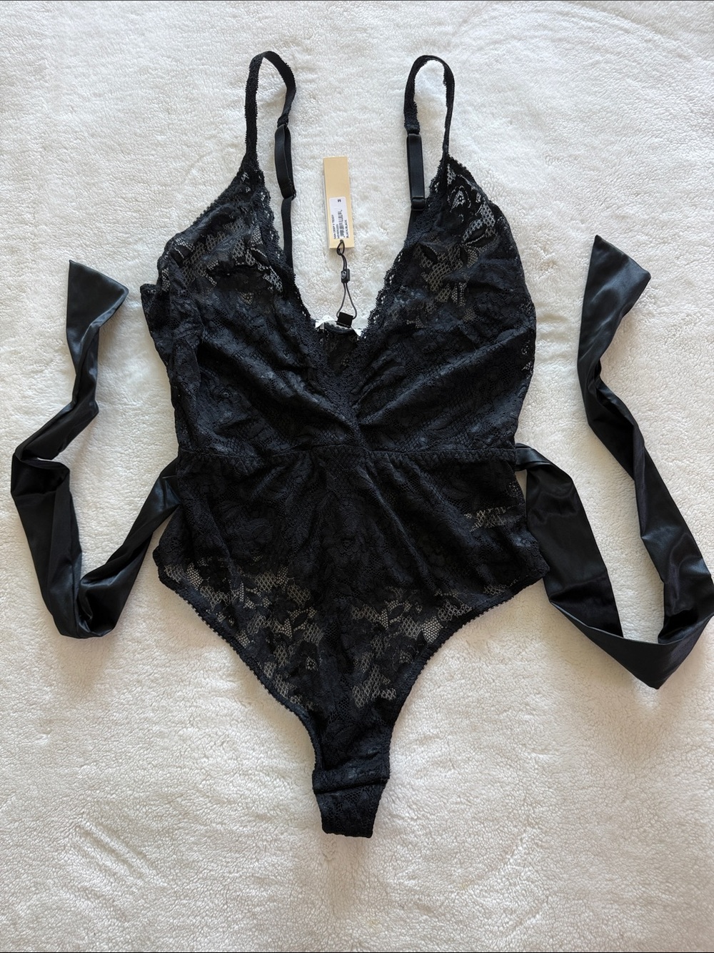 NWT Cosabella Never Say Never Plunging V Lace Teddy with Tie